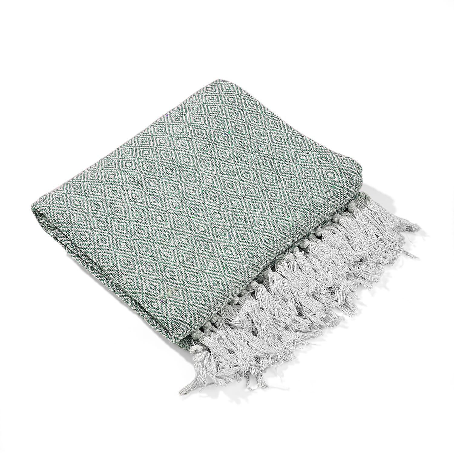 Hush Heaven 100% Soft Cotton Diamond Weaved Throw Blanket (200x150cm) - Sage Green