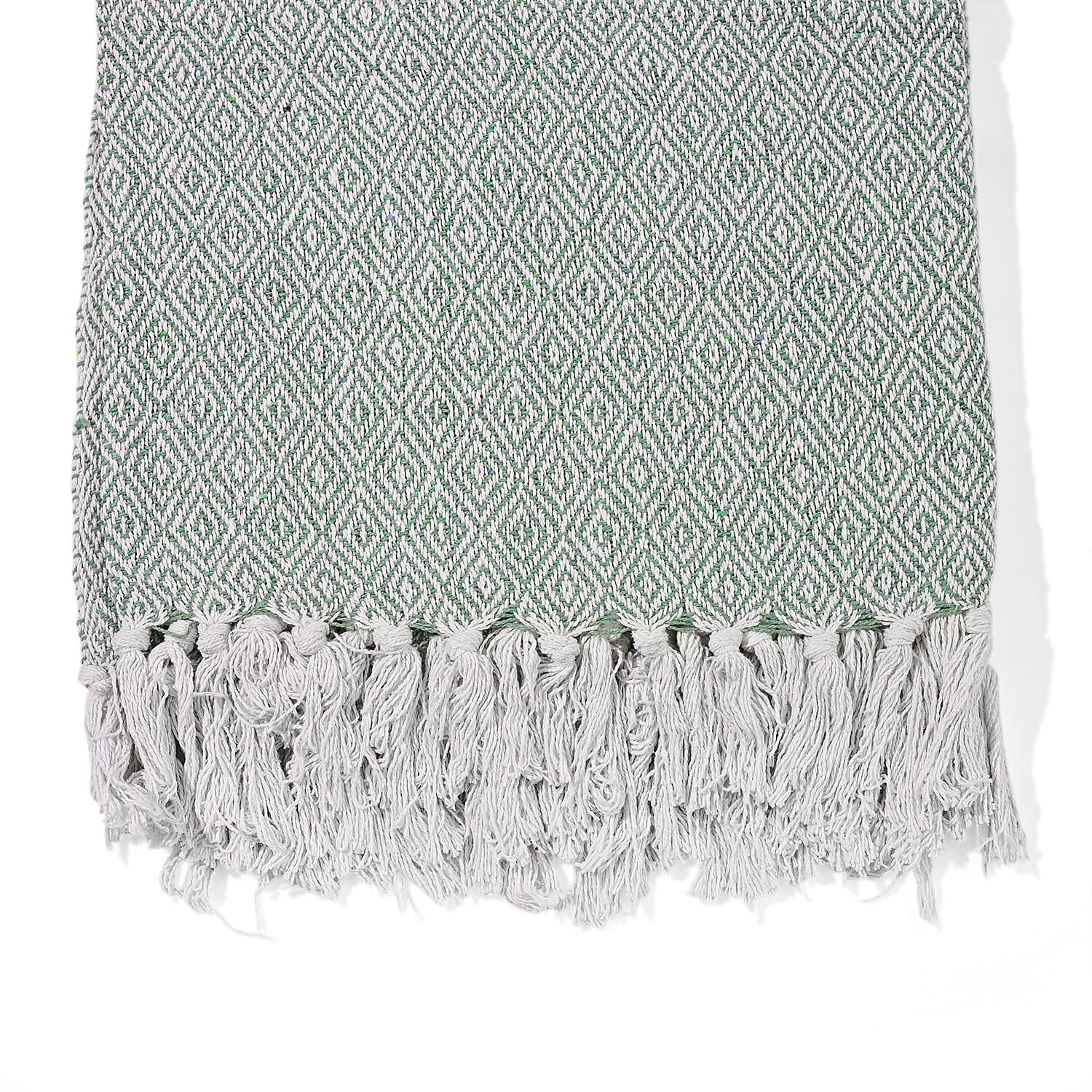 Hush Heaven 100% Soft Cotton Diamond Weaved Throw Blanket (200x150cm) - Sage Green