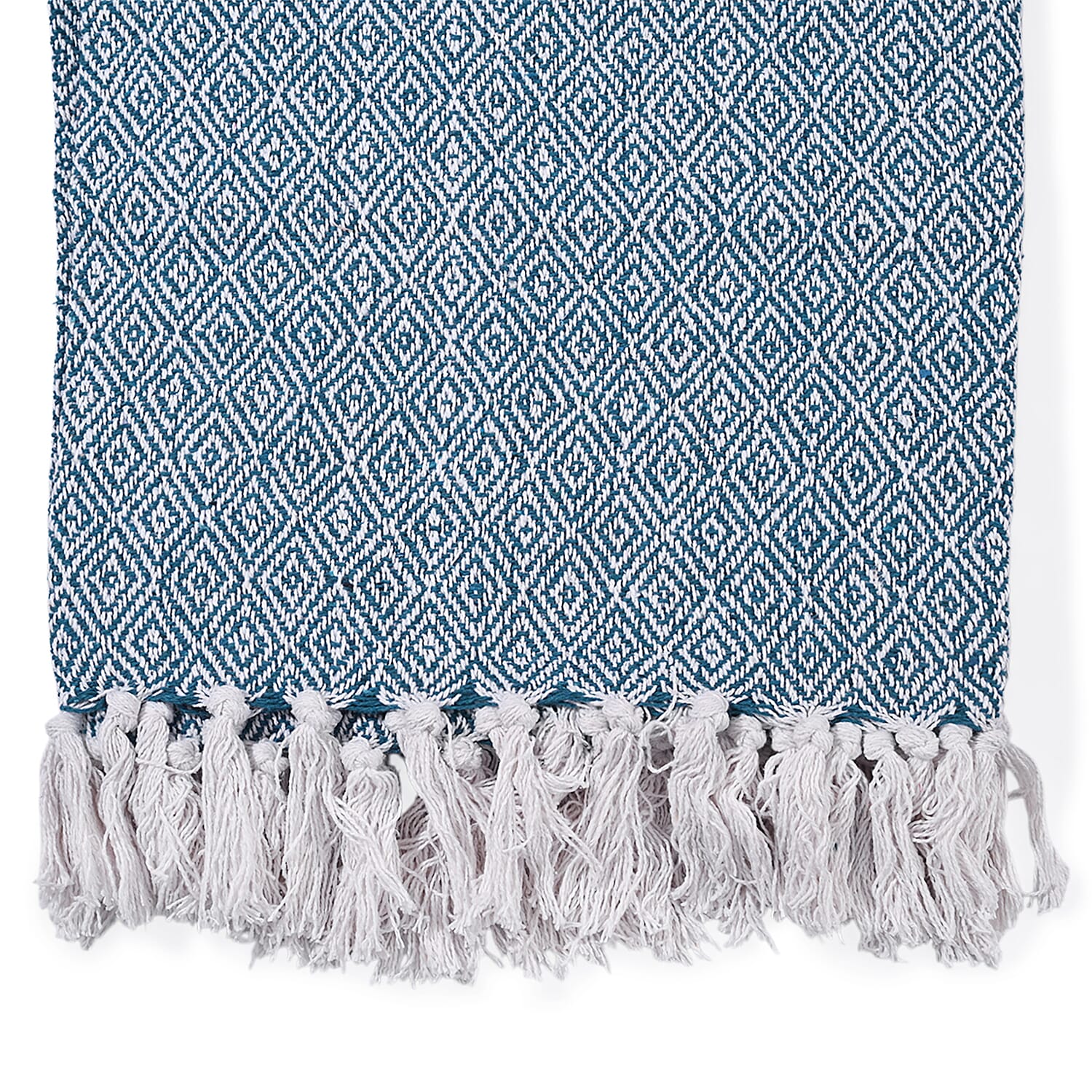 Hush Heaven 100% Soft Cotton Diamond Weaved Throw Blanket (200x150cm) - Light Blue