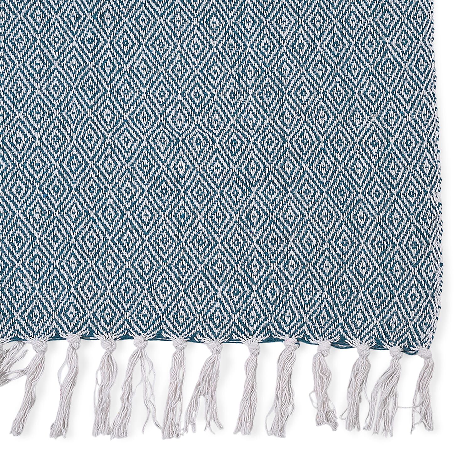 Hush Heaven 100% Soft Cotton Diamond Weaved Throw Blanket (200x150cm) - Light Blue