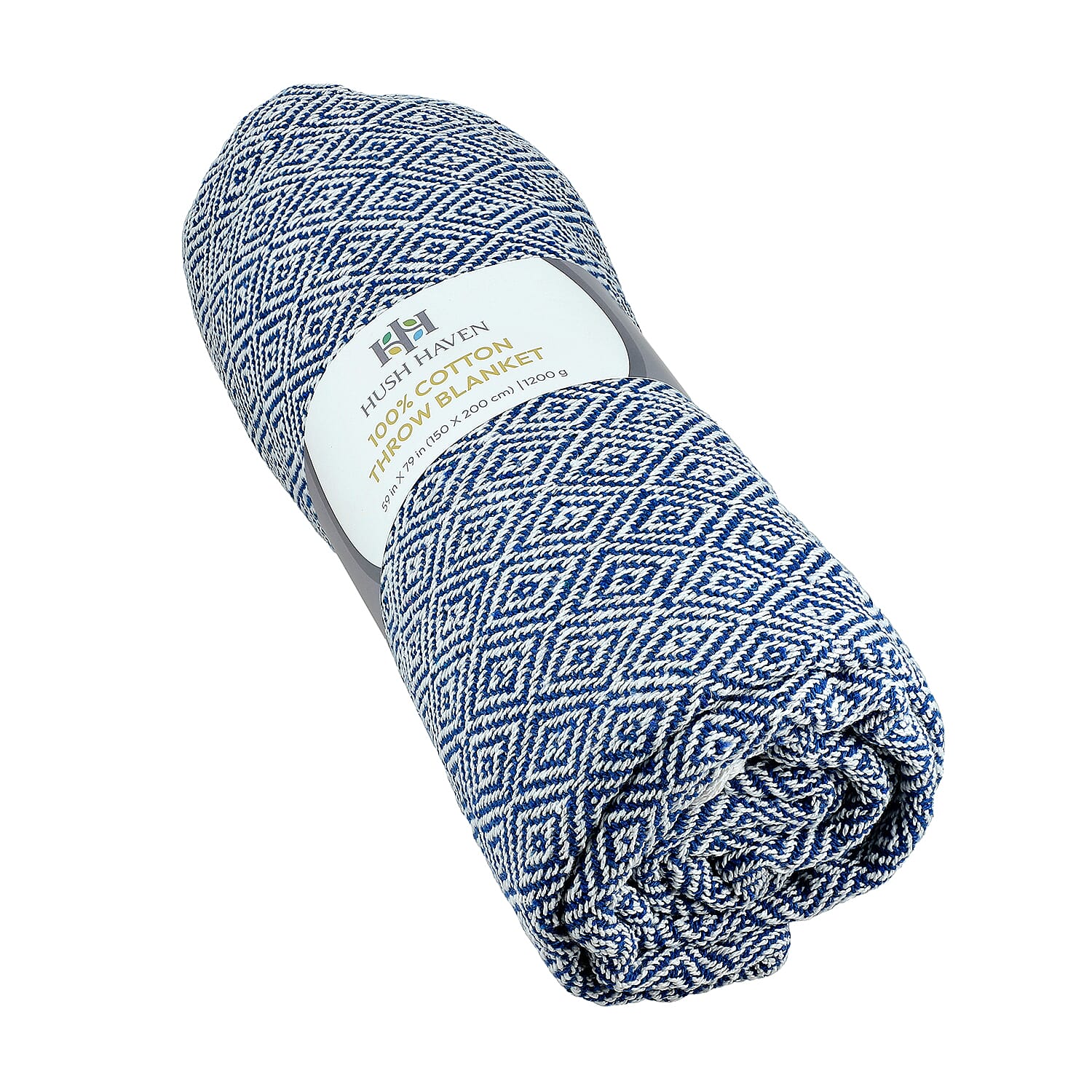 Hush Heaven 100% Soft Cotton Diamond Weaved Throw Blanket (200x150cm) - Light Blue