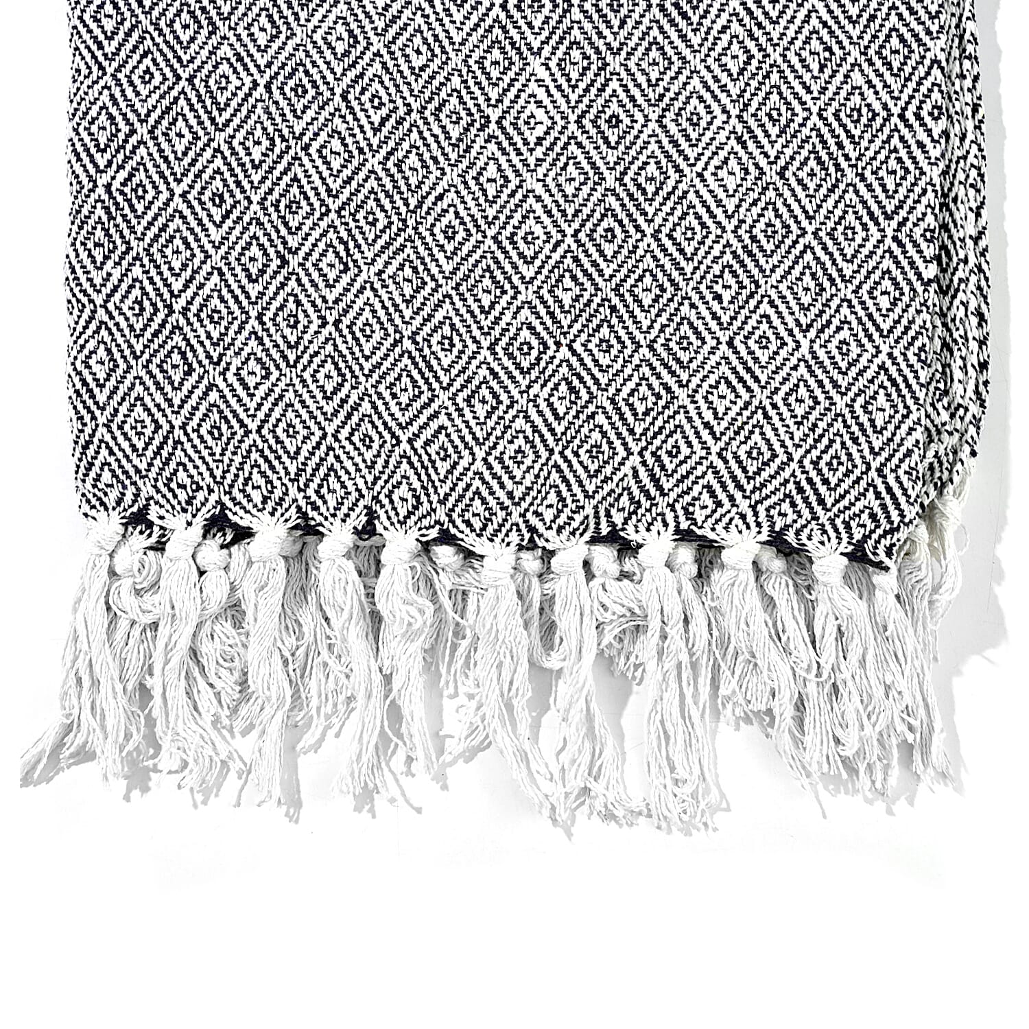 Hush Heaven 100% Soft Cotton Diamond Weaved Throw Blanket (200x150cm) - Navy