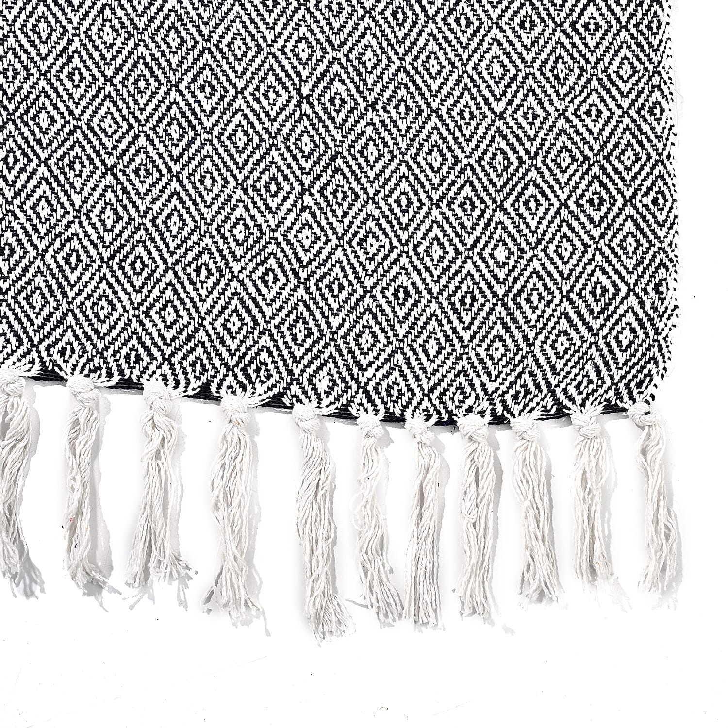 Hush Heaven 100% Soft Cotton Diamond Weaved Throw Blanket (200x150cm) - Navy