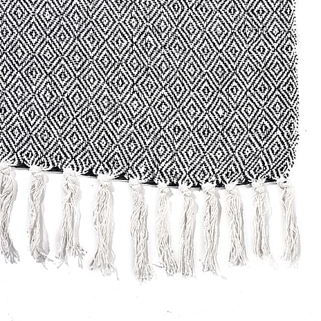 Hush Haven Cotton Chevron Throw Blanket (Size 150x1 cm) - Navy & Grey