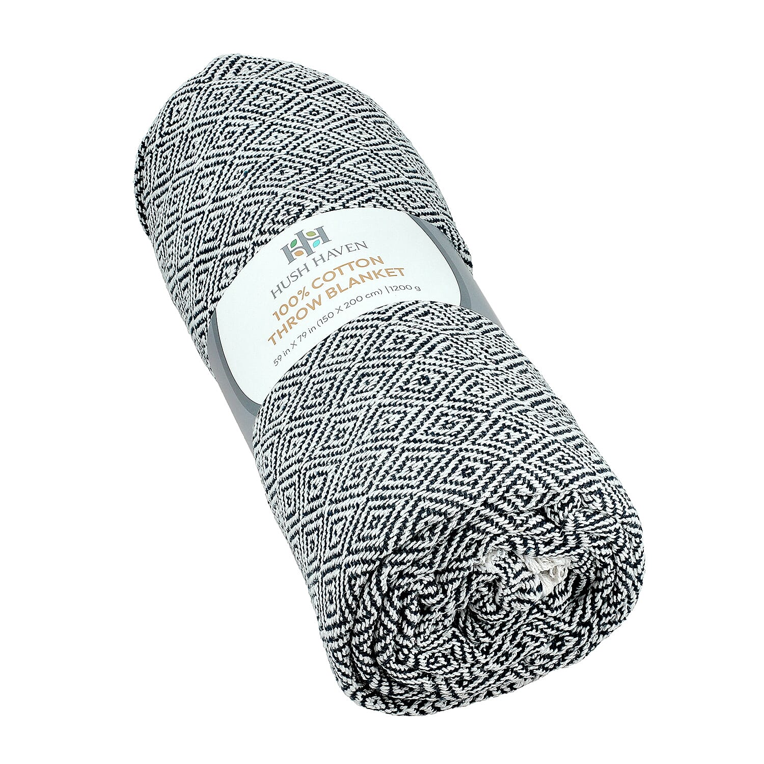 Hush Heaven 100% Soft Cotton Diamond Weaved Throw Blanket (200x150cm) - Navy