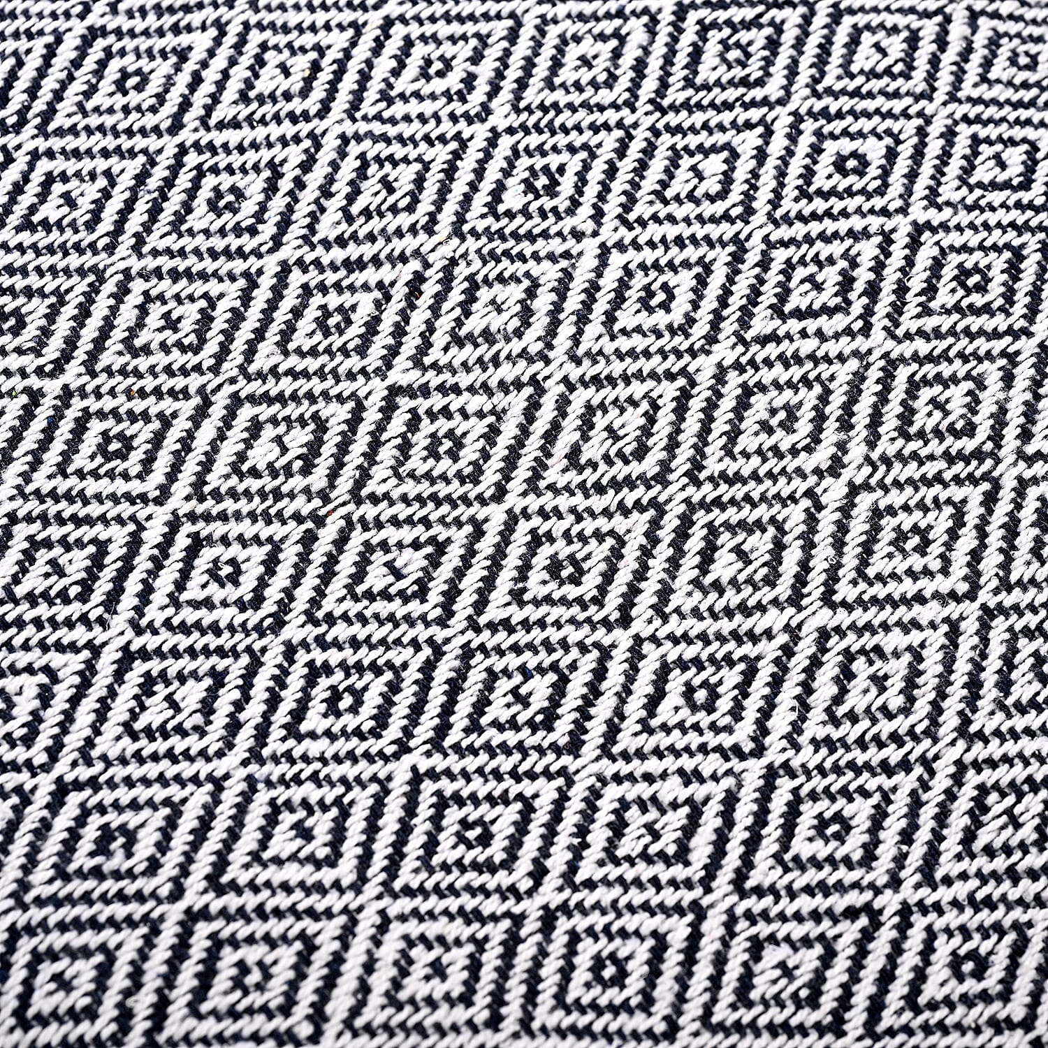 Hush Heaven 100% Soft Cotton Diamond Weaved Throw Blanket (200x150cm) - Navy