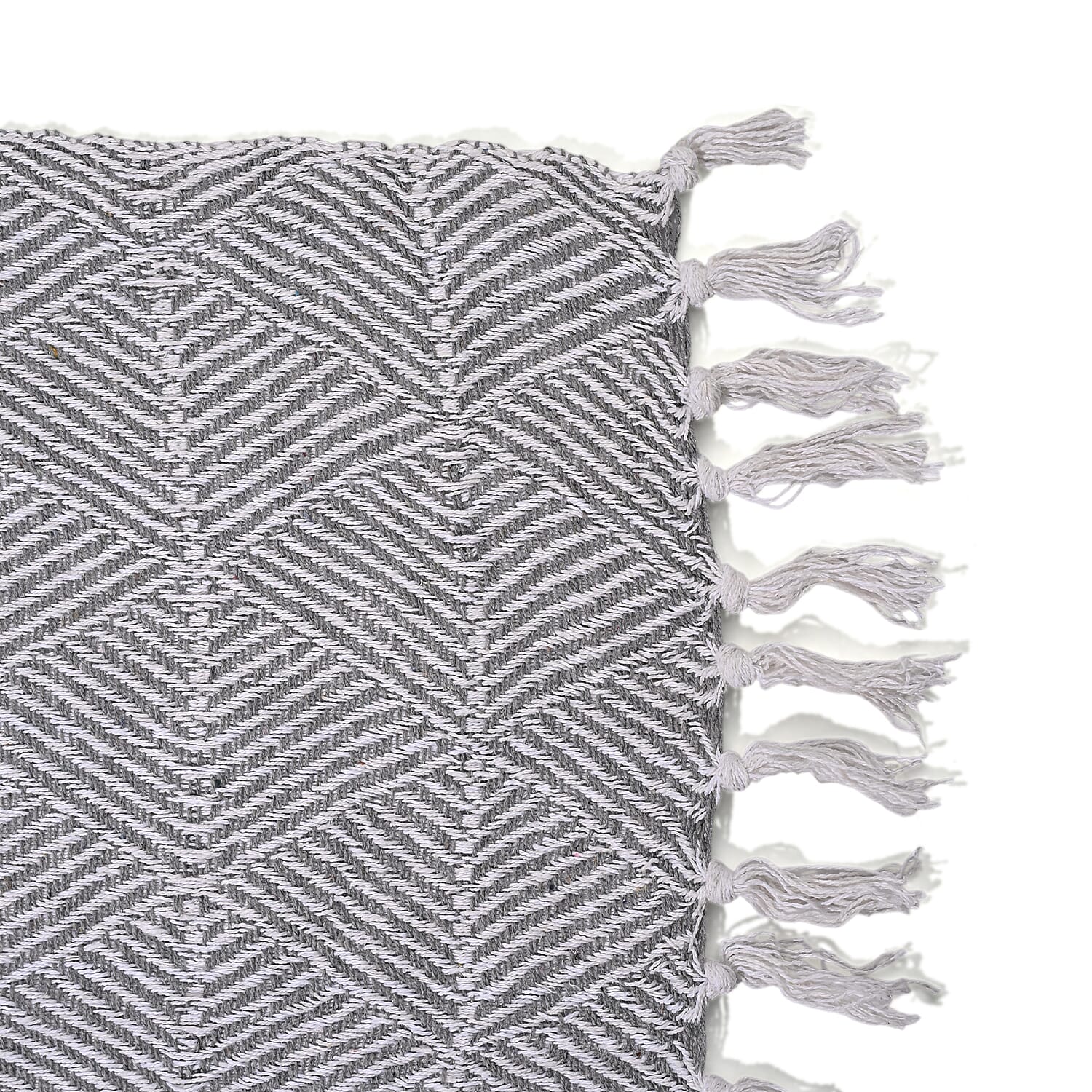 Homesmart Cotton Chevron Throw Blanket (Size 130x160cm) - Grey