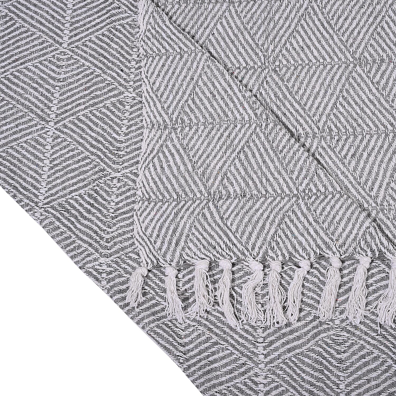 Homesmart Cotton Chevron Throw Blanket (Size 130x160cm) - Grey