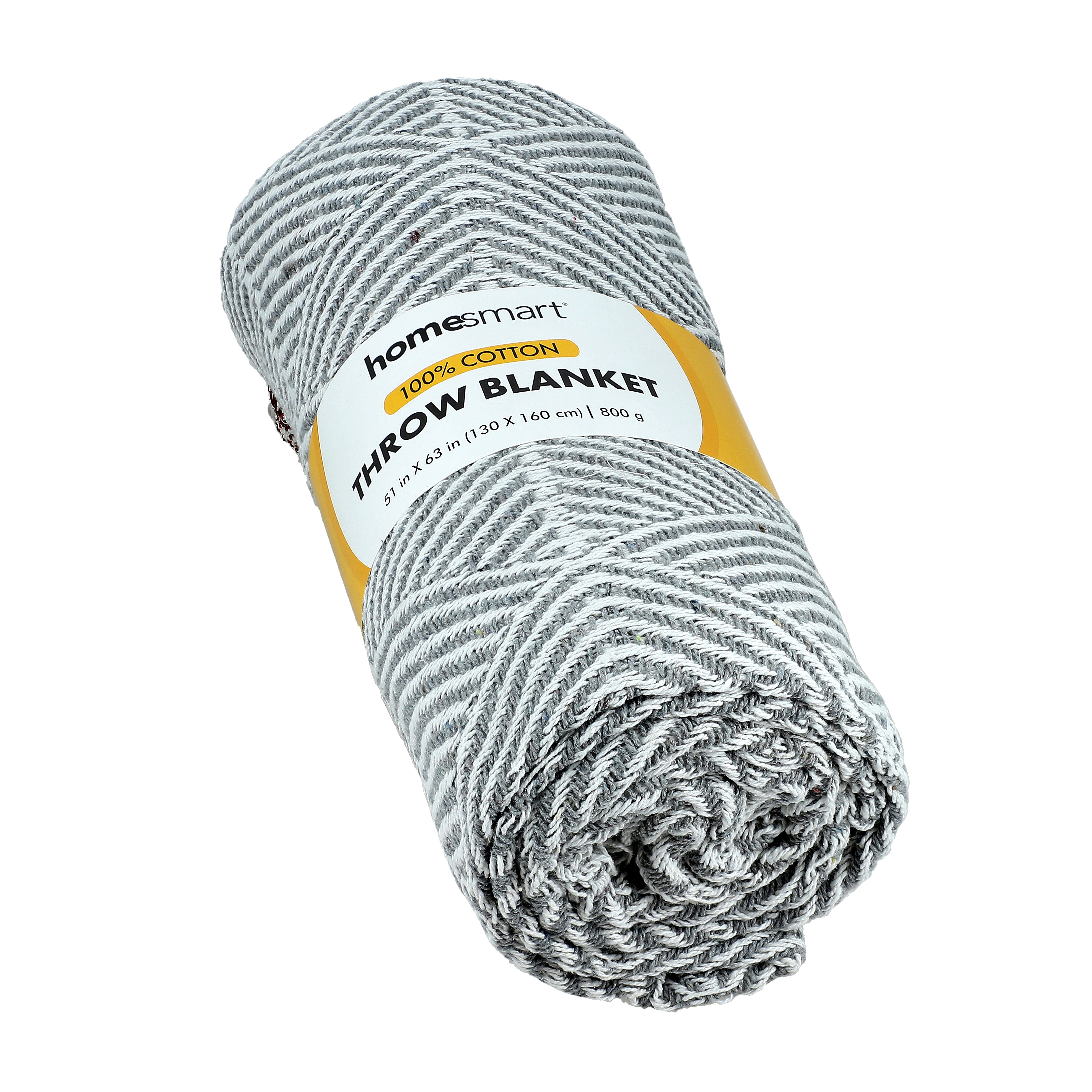 Homesmart Cotton Chevron Throw Blanket (Size 130x160cm) - Grey