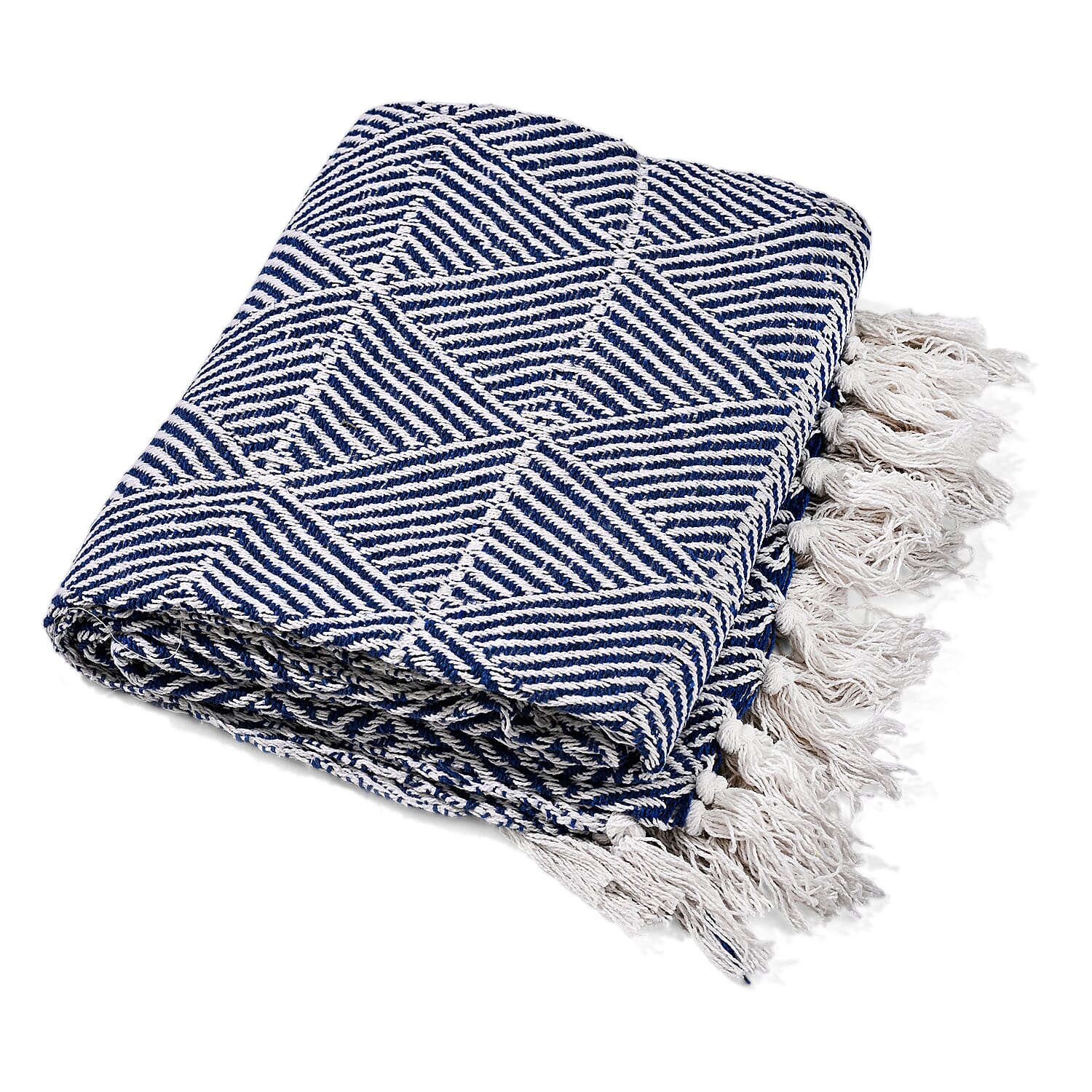 Homesmart Cotton Chevron Throw Blanket (Size 130x160 cm) - Light Blue