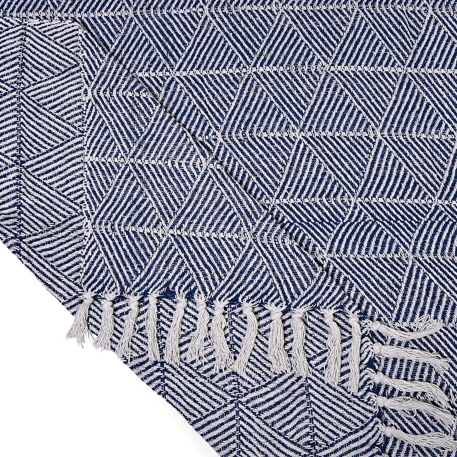 Homesmart Cotton Chevron Throw Blanket (Size 130x160 cm) - Light Blue