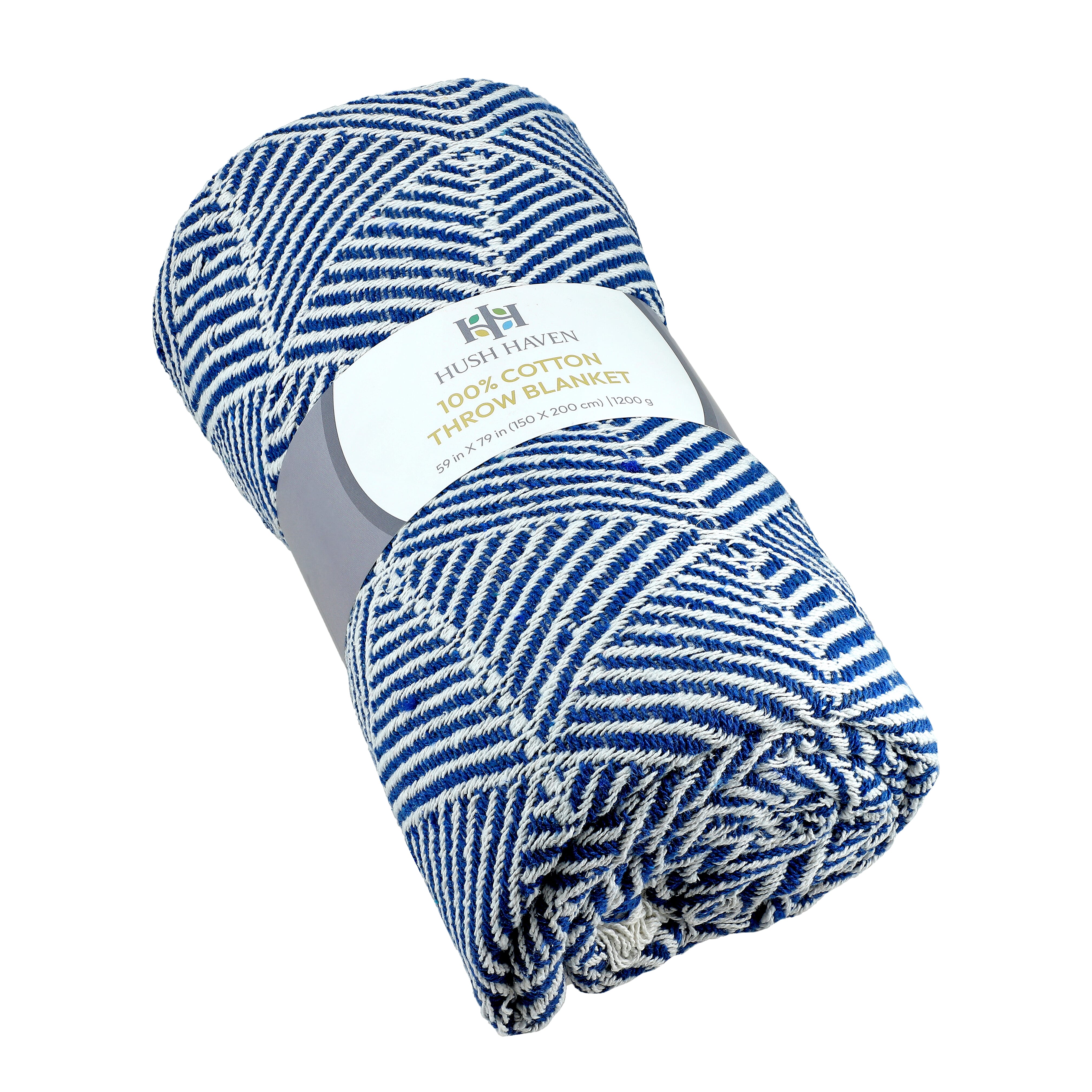 Homesmart Cotton Chevron Throw Blanket (Size 130x160 cm) - Light Blue