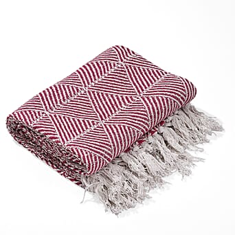 https://tjcuk.sirv.com/Products/81/2/8129597/Homesmart-Cotton-Chevron-Throw-Blanket-Size-130x160-cm-Dark-Pink_8129597_2.jpg?w=342&h=342