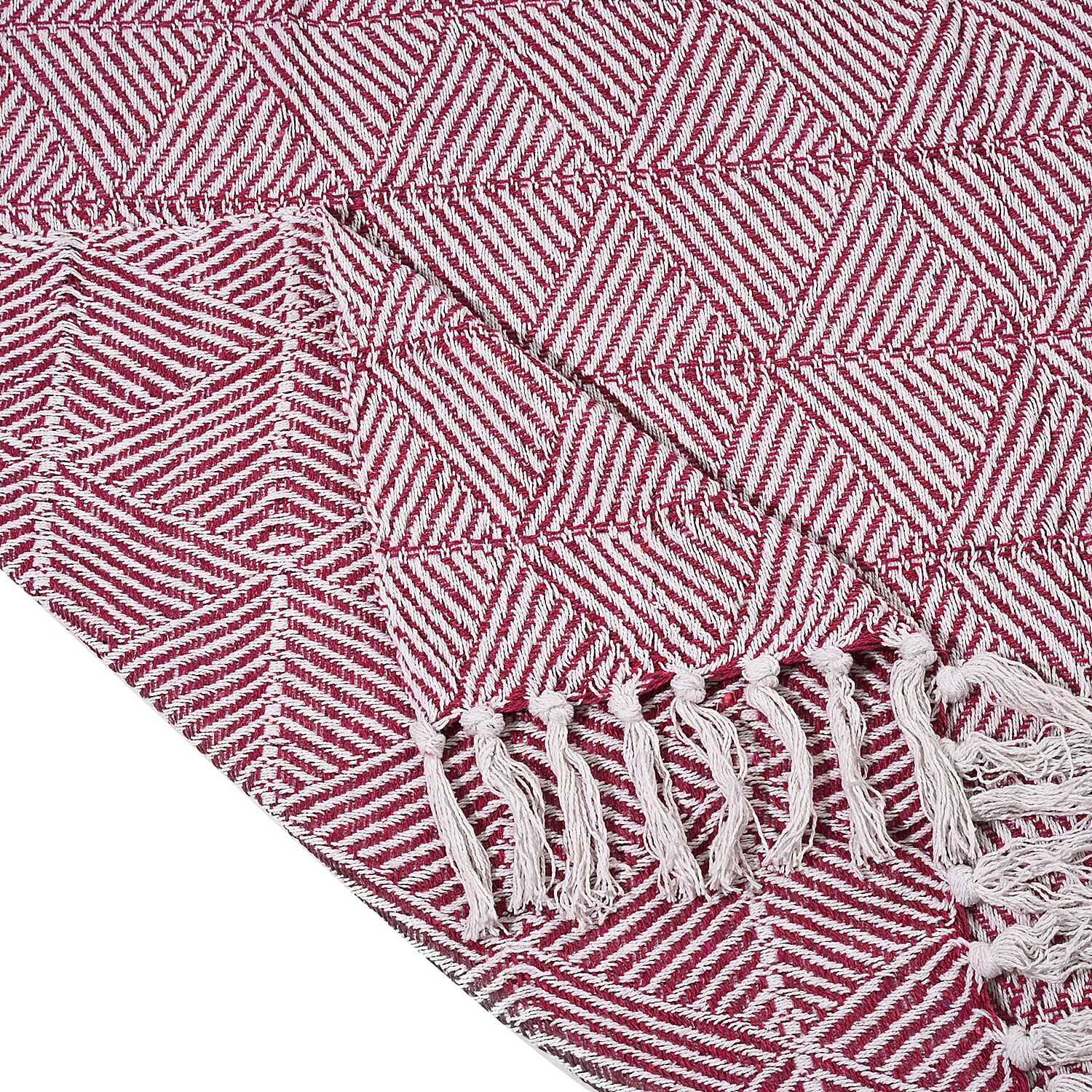 Homesmart Cotton Chevron Throw Blanket (Size 130x160 cm) - Dark Pink