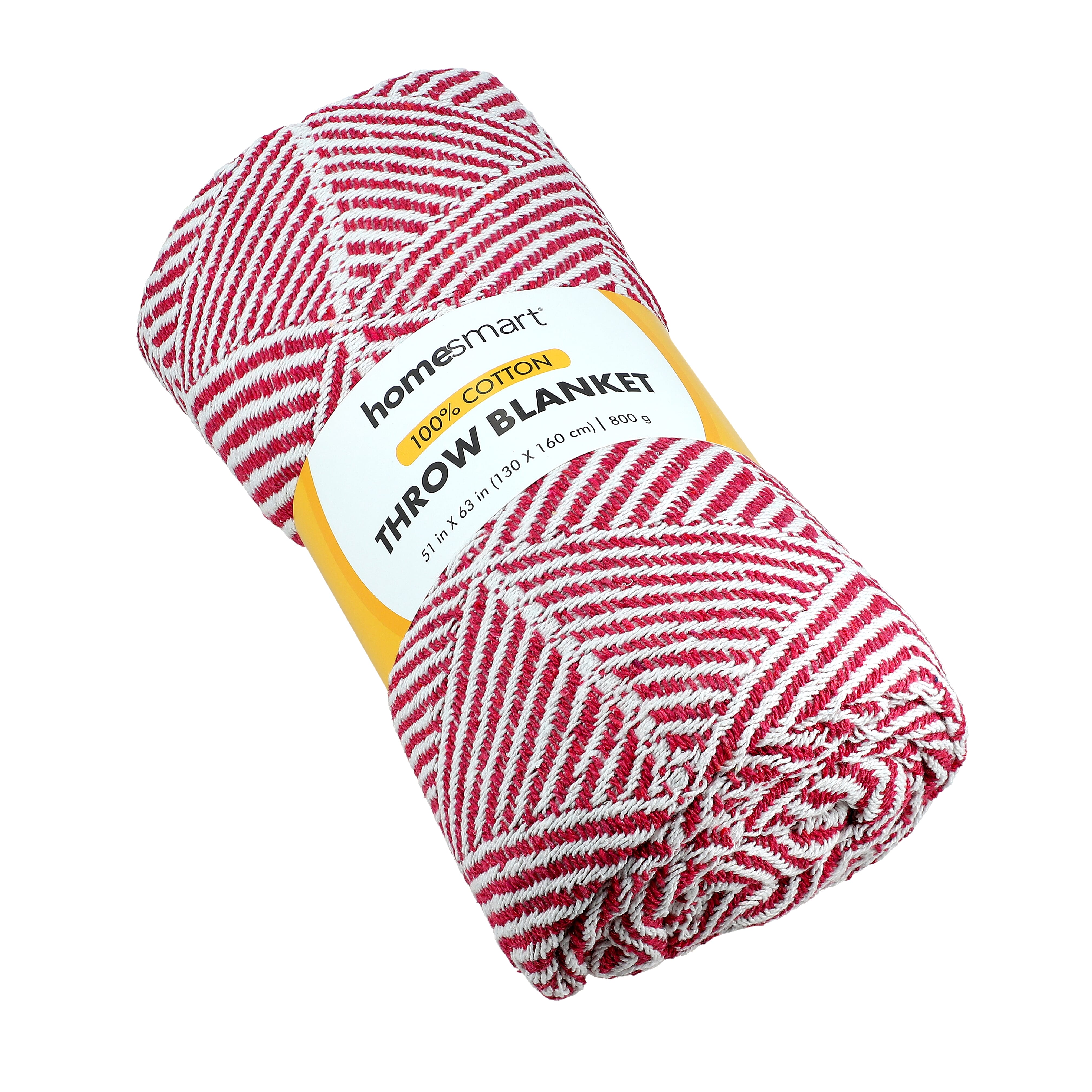 Homesmart Cotton Chevron Throw Blanket (Size 130x160 cm) - Dark Pink