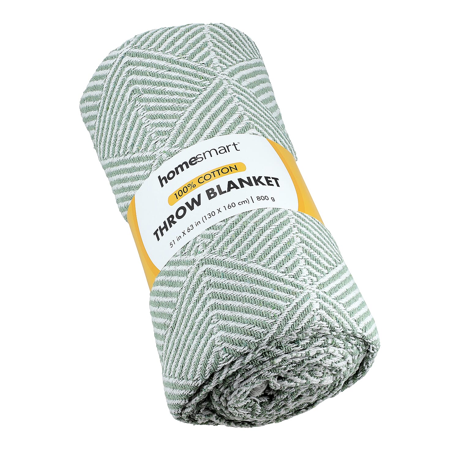 Cotton Chevron Throw Blanket (Size 130x1 cm) - Sage Green & Grey