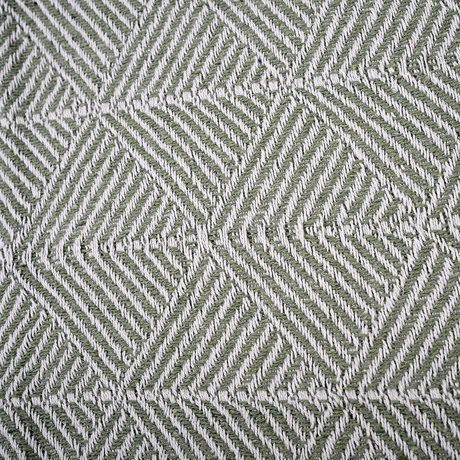 Cotton Chevron Throw Blanket (Size 130x1 cm) - Sage Green & Grey