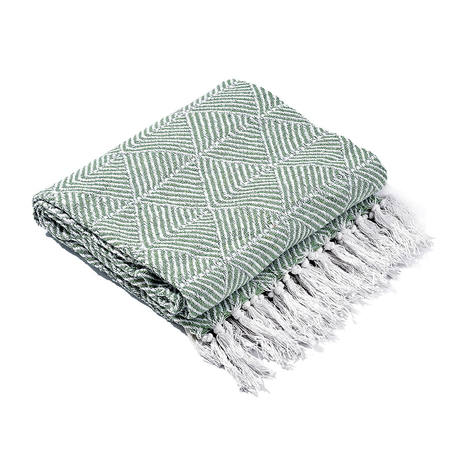 Hush Heaven 100% Soft Cotton Triangle Weaved Throw Blanket (200x150cm) - Sage Green