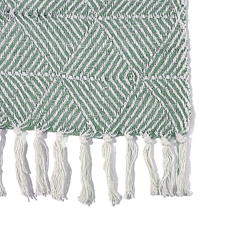 Homesmart Cotton Chevron Throw Blanket (Size 150x1 cm) - Sage Green & Grey