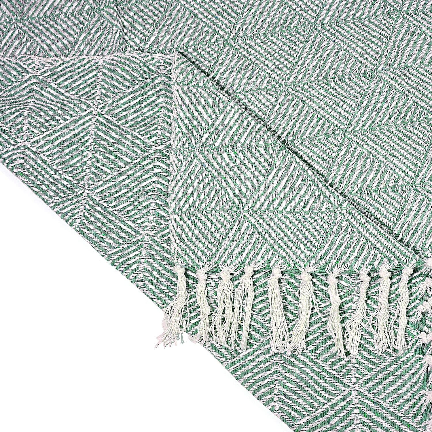 Hush Heaven 100% Soft Cotton Triangle Weaved Throw Blanket (200x150cm) - Sage Green