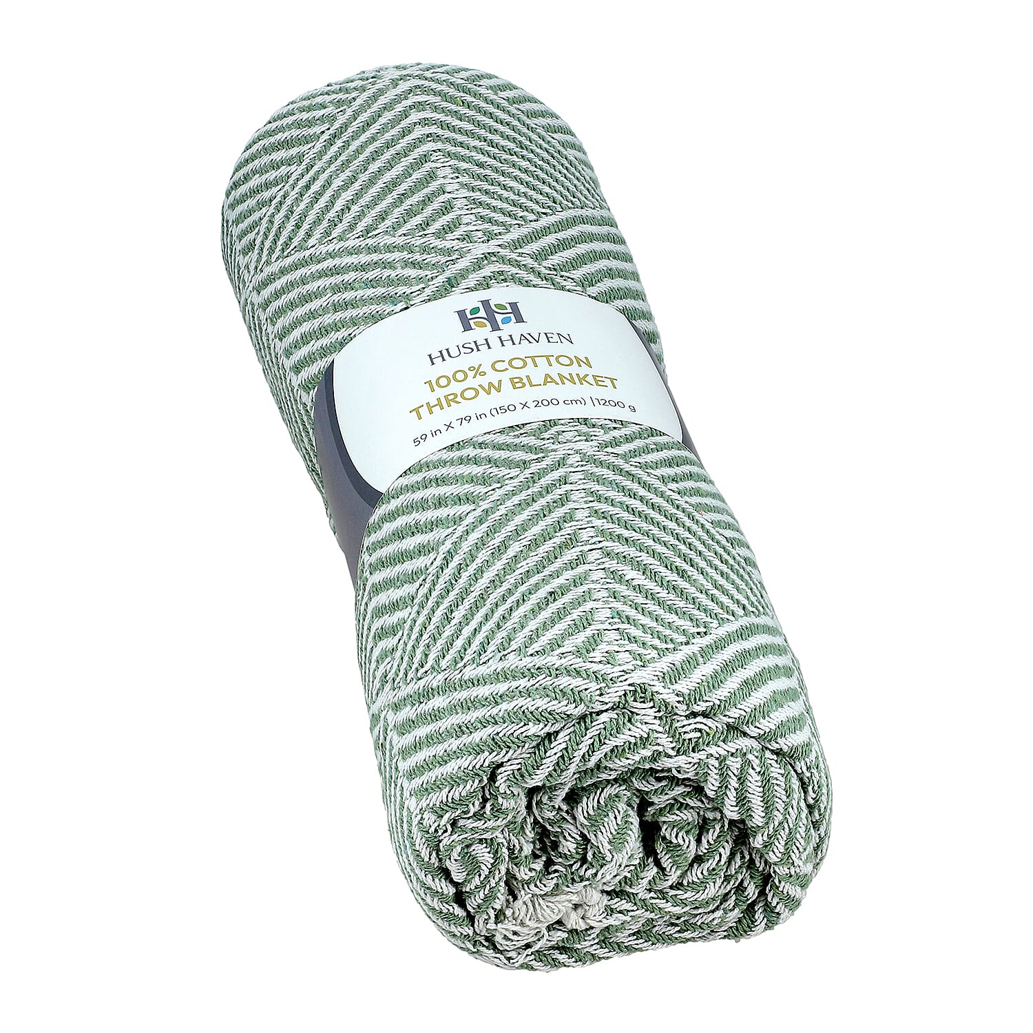 Hush Heaven 100% Soft Cotton Triangle Weaved Throw Blanket (200x150cm) - Sage Green