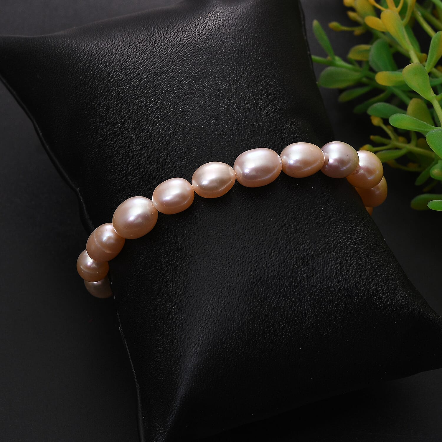 Fresh Water Pearl Adjustable Bracelet (Size - 6.5 to 9.5) in Rhodium Overlay Sterling Silver 50.00 Ct.
