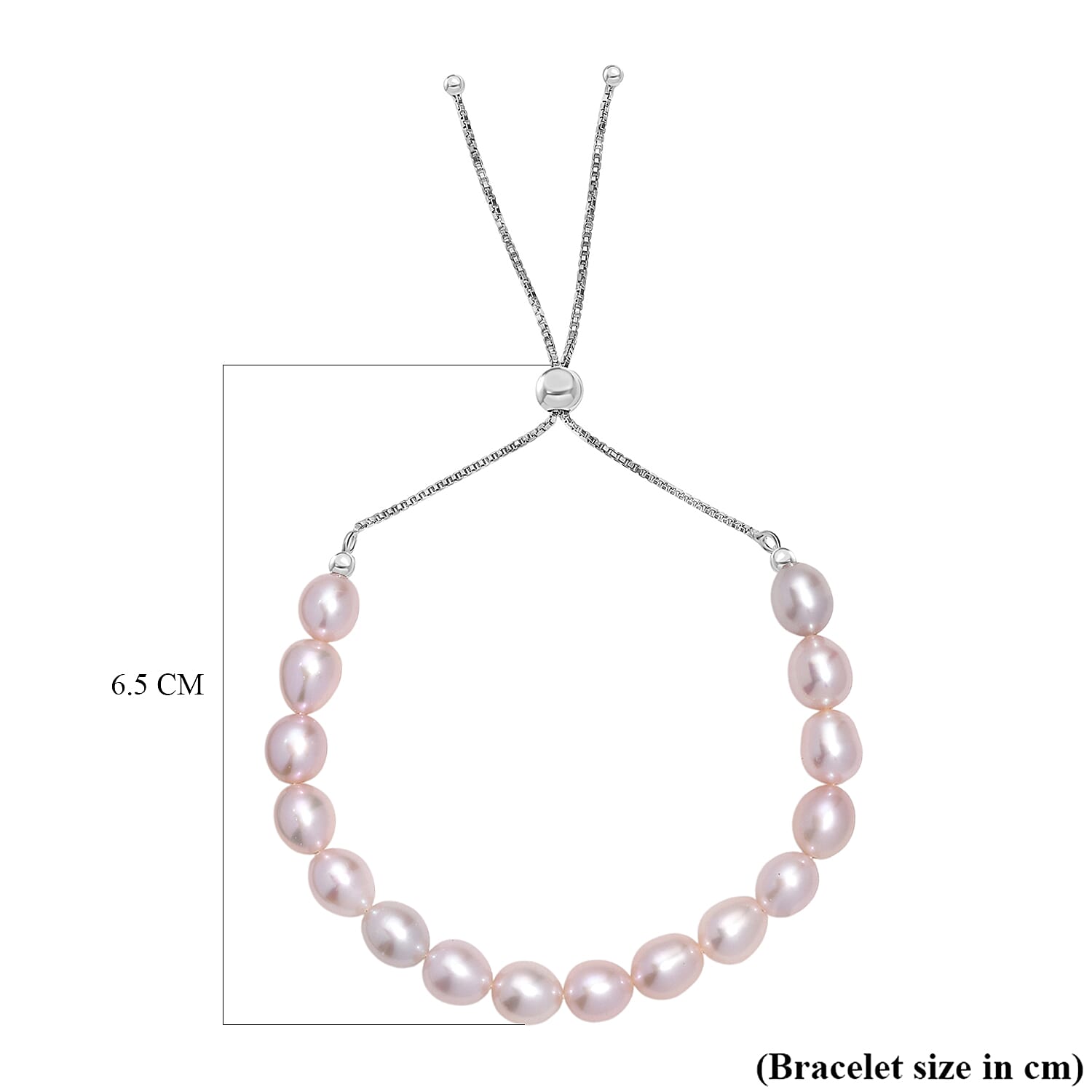Lavender Pearl Adjustable Bracelet (Size - 6.5 to 9.5) in Rhodium Overlay Sterling Silver 50.00 Ct. Lavender Pearl Adjustable Bracelet (Size - 6.5 to 9.5) in Rhodium Overlay Sterling Silver 50.00 Ct.