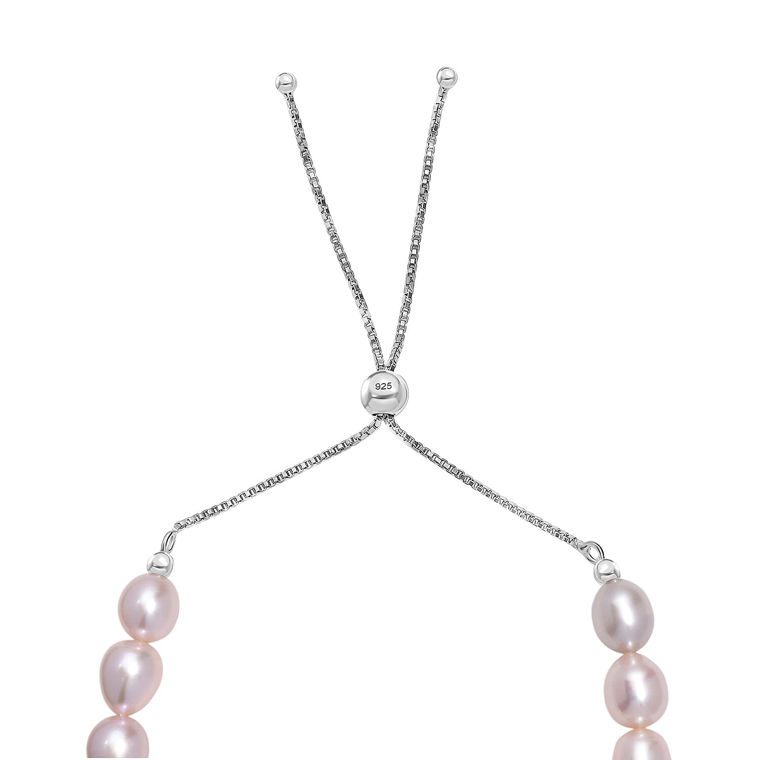 Lavender Pearl Adjustable Bracelet (Size - 6.5 to 9.5) in Rhodium Overlay Sterling Silver 50.00 Ct. Lavender Pearl Adjustable Bracelet (Size - 6.5 to 9.5) in Rhodium Overlay Sterling Silver 50.00 Ct.