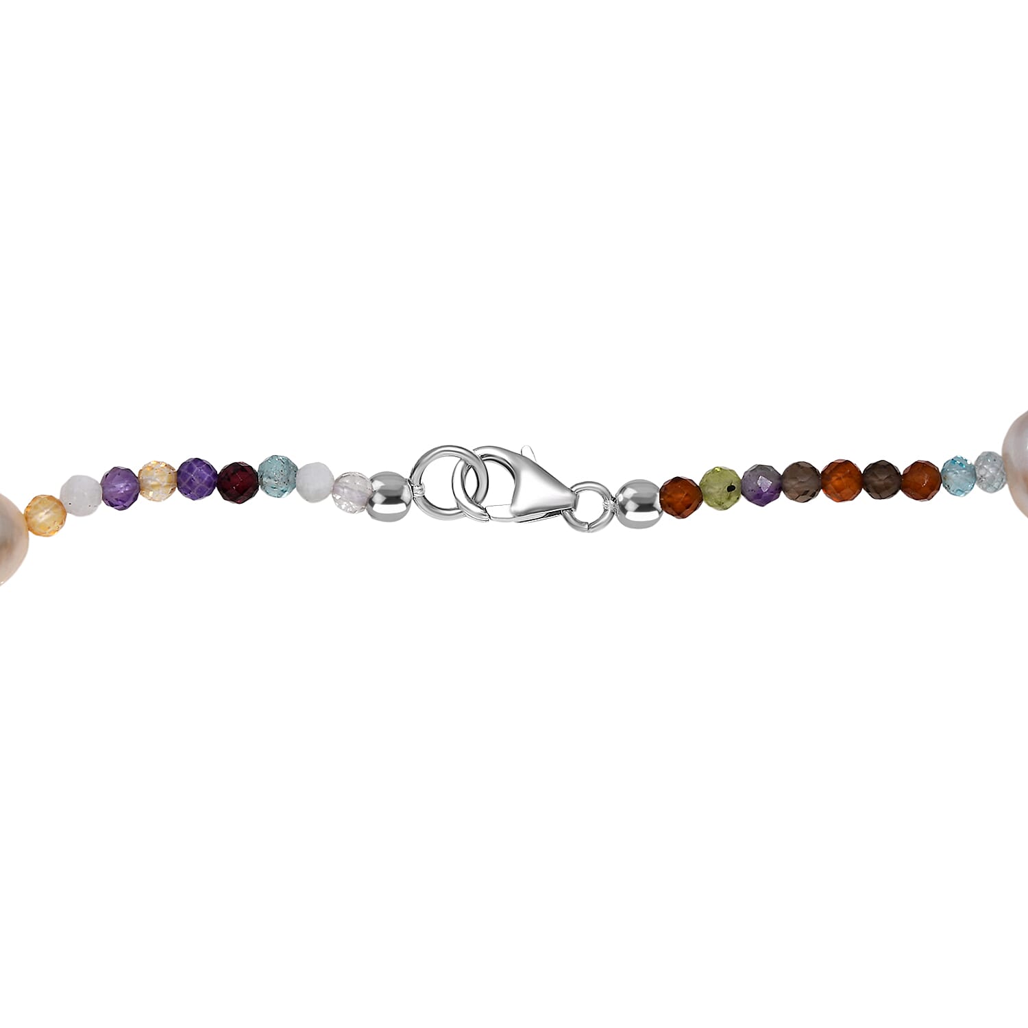 Multi Colour Fresh Water Pearl & Multi Gemstones Necklace (Size - 24-2 Ext) in Rhodium Overlay Sterling Silver 85.00 Ct. Multi Colour Fresh Water Pearl & Multi Gemstones Necklace (Size - 24-2 Ext) in Rhodium Overlay Sterling Silver 85.00 Ct.