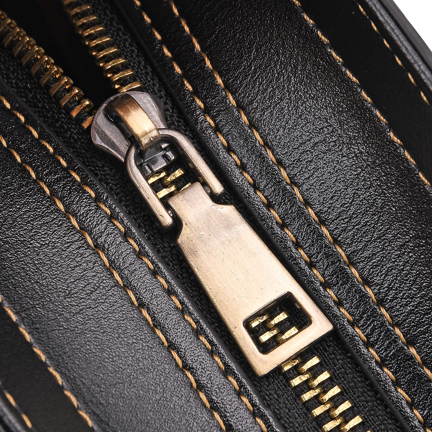 Crocodile Embossed Genuine Leather Crossbody Bag With Adjustable Shoulder Strap - Black