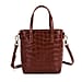 Crocodile Embossed Genuine Leather Crossbody Bag With Adjustable Shoulder Strap - Brown
