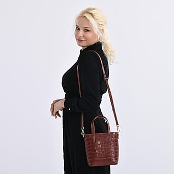 https://tjcuk.sirv.com/Products/81/2/8129771/Crocodile-Embossed-Genuine-Leather-Crossbody-Bag-With-Adjustable-Shoul_8129771_1.jpg?w=342&h=342