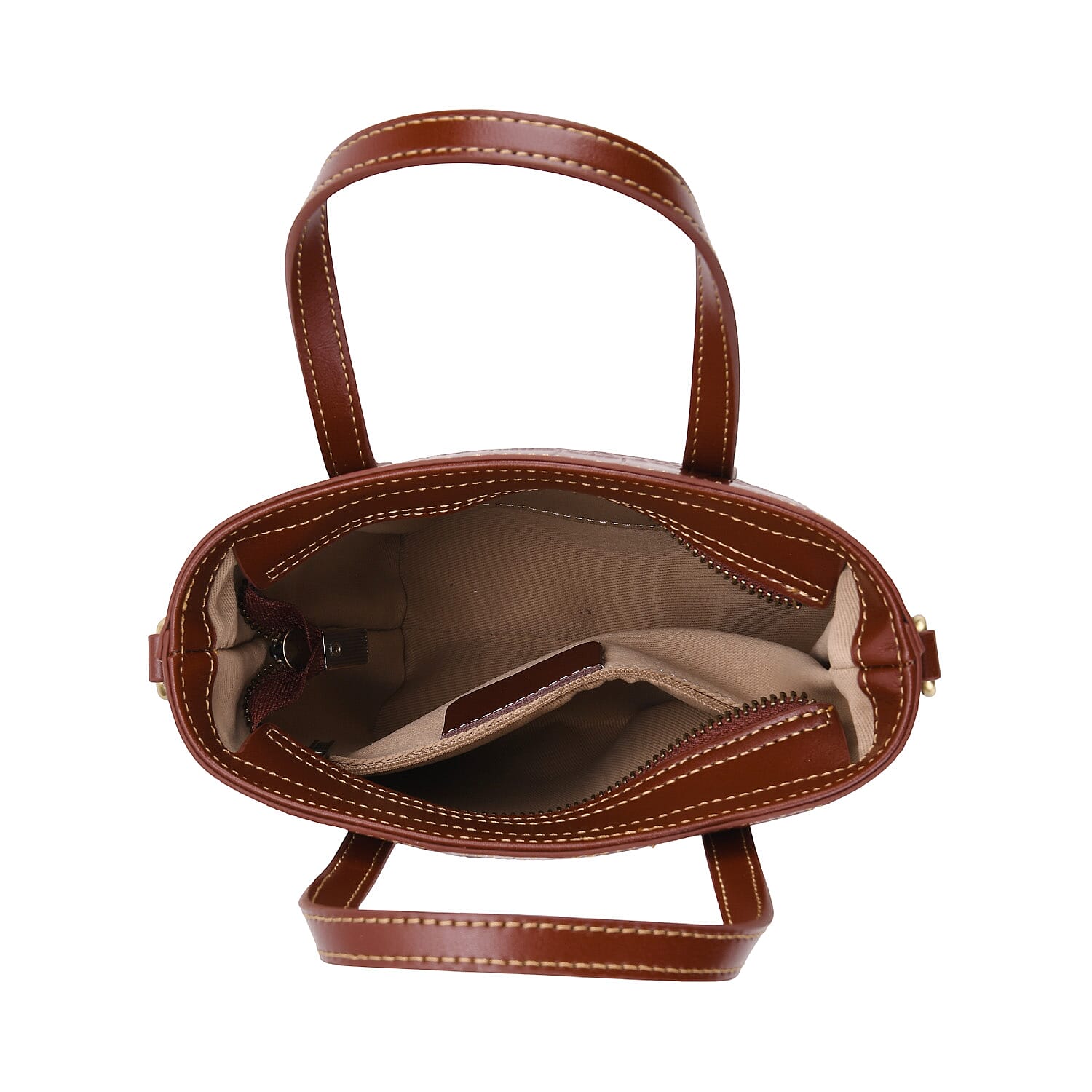 Crocodile Embossed Genuine Leather Crossbody Bag With Adjustable Shoulder Strap - Brown