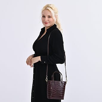 https://tjcuk.sirv.com/Products/81/2/8129773/Crocodile-Embossed-Genuine-Leather-Crossbody-Bag-With-Adjustable-Shoul_8129773_1.jpg?w=342&h=342