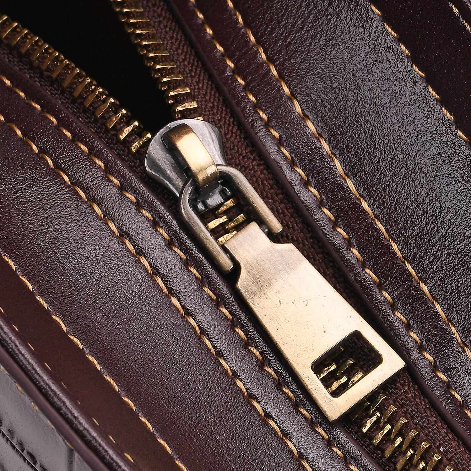 Crocodile Embossed Genuine Leather Crossbody Bag With Adjustable Shoulder Strap - Coffee