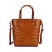 Crocodile Embossed Genuine Leather Crossbody Bag With Adjustable Shoulder Strap - Brown