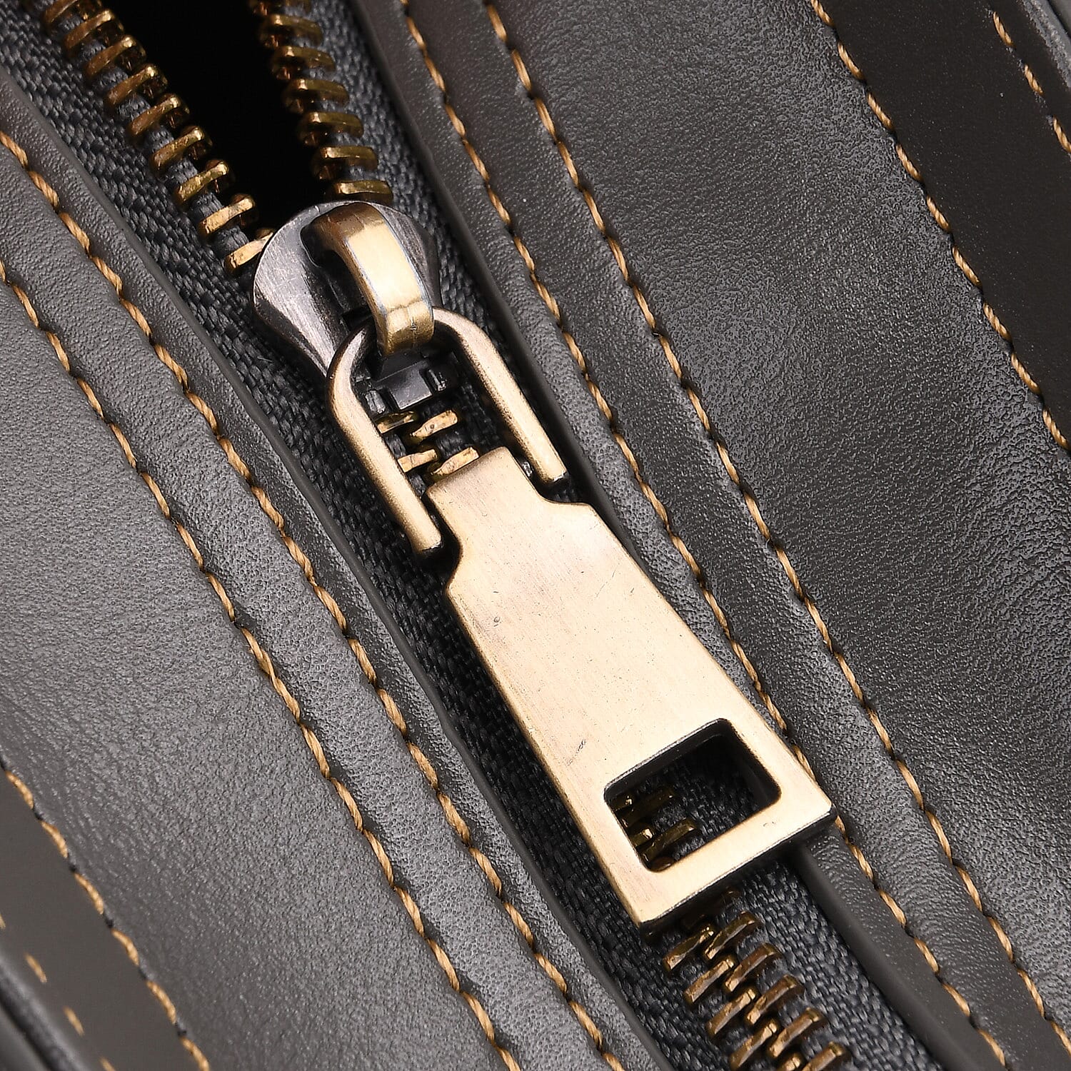 Crocodile Embossed Genuine Leather Crossbody Bag With Adjustable Shoulder Strap - Grey