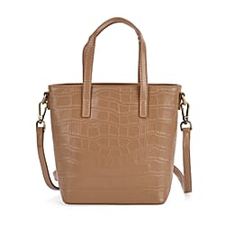 Crocodile Embossed Genuine Leather Crossbody Bag With Adjustable Shoulder Strap - Black