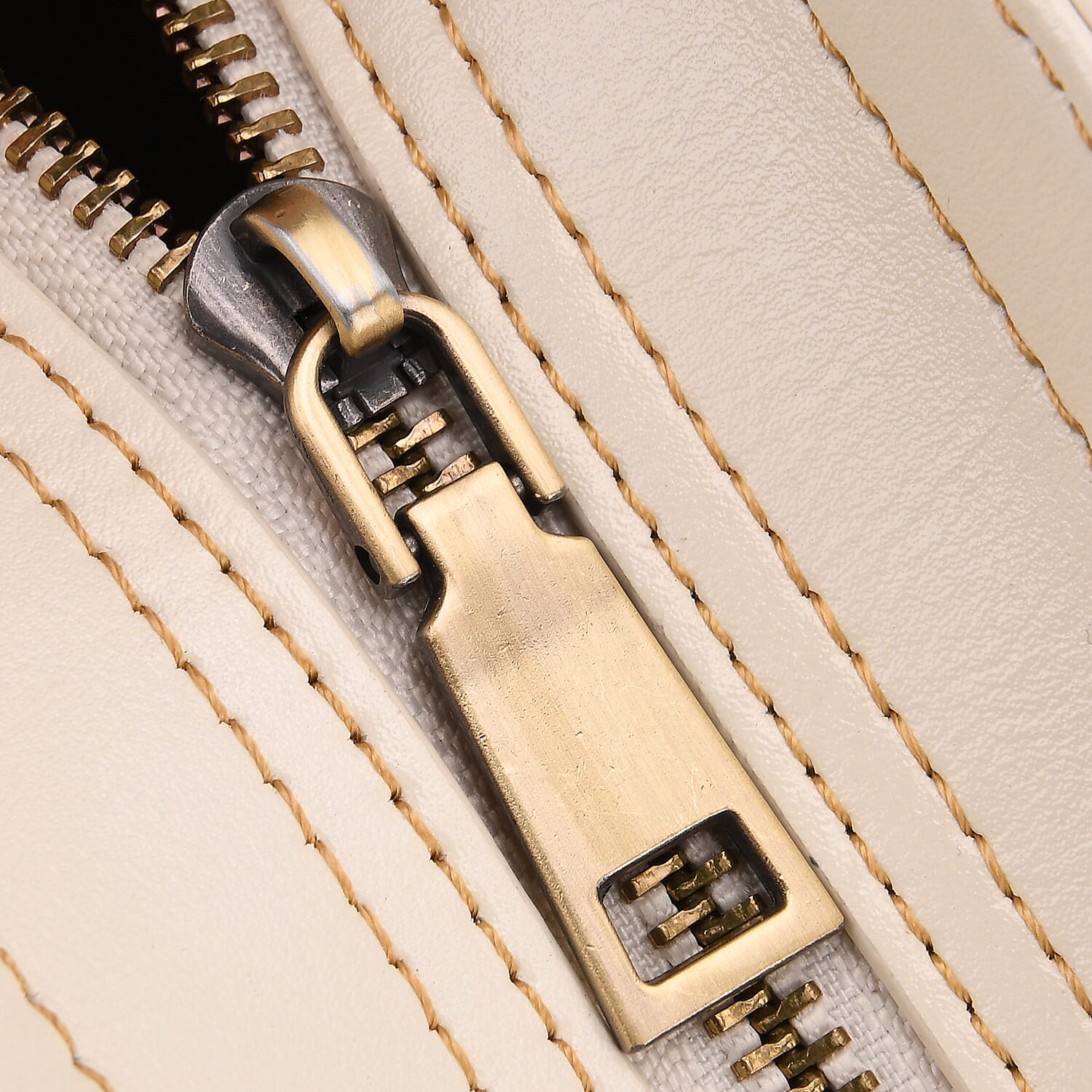 Crocodile Embossed Genuine Leather Crossbody Bag With Adjustable Shoulder Strap - Off White