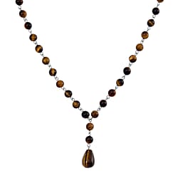Tigers Eye Necklace (Size 18-2 Ext) in Silver Tone 140.00 Ct.