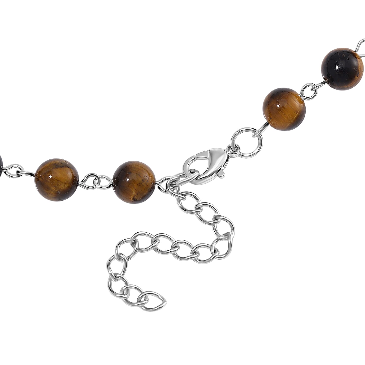 Tigers Eye Necklace (Size 18-2 Ext) in Silver Tone 140.00 Ct.