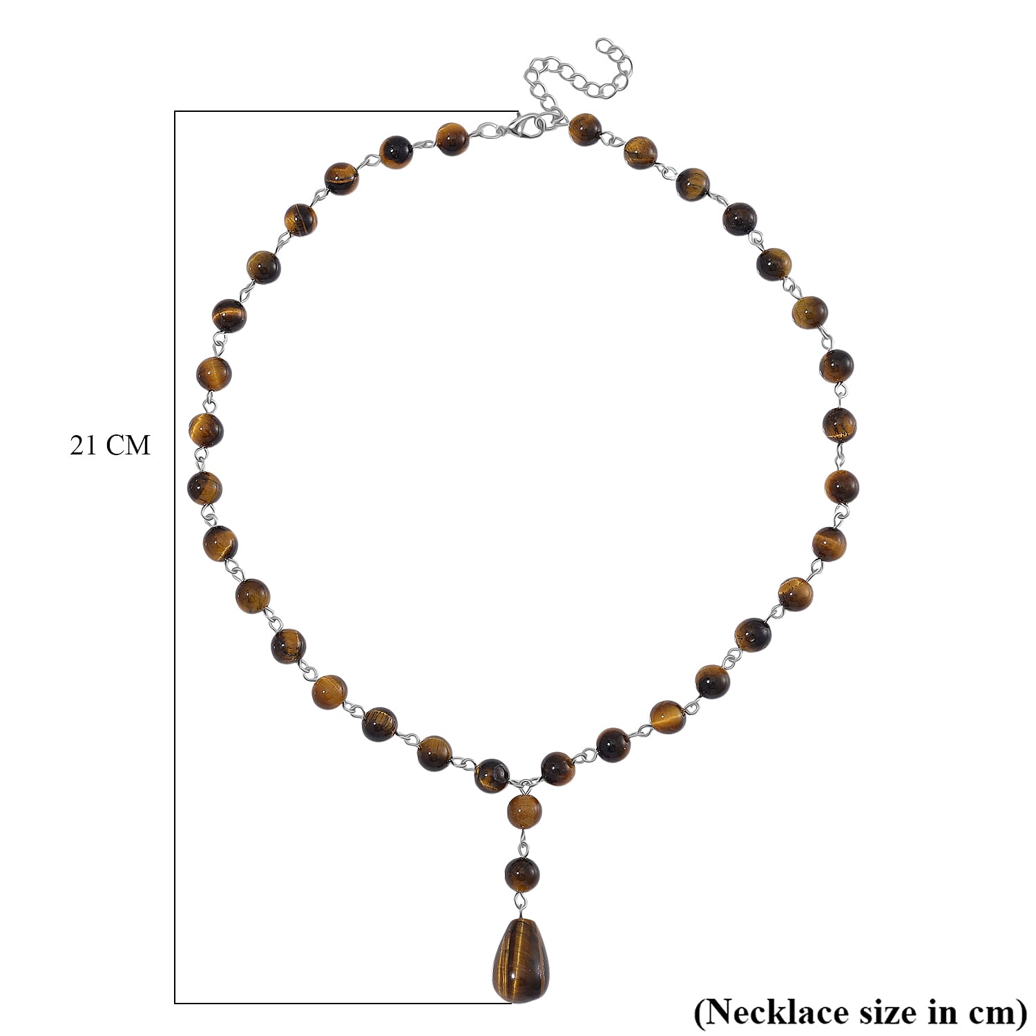 Tigers Eye Necklace (Size 18-2 Ext) in Silver Tone 140.00 Ct.