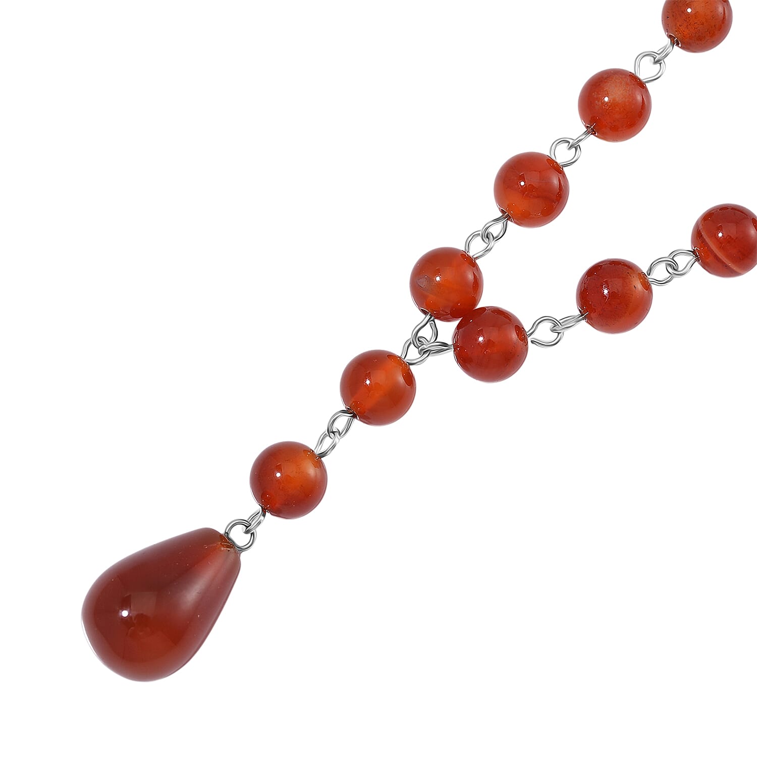 Red Agate Necklace (Size 18-2 Ext.) in Silver Tone 140.00 Ct.