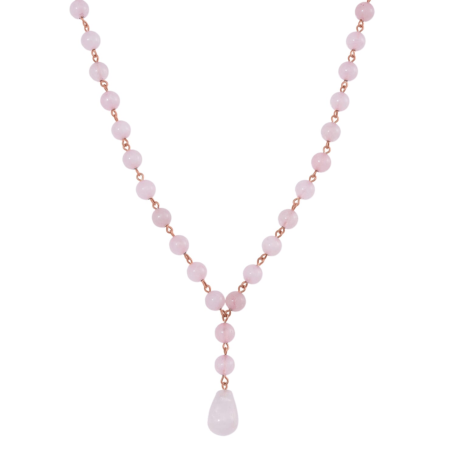 Rose Quartz Necklace (Size 18-2 Ext) in Rose Gold Tone 140.00 Ct.