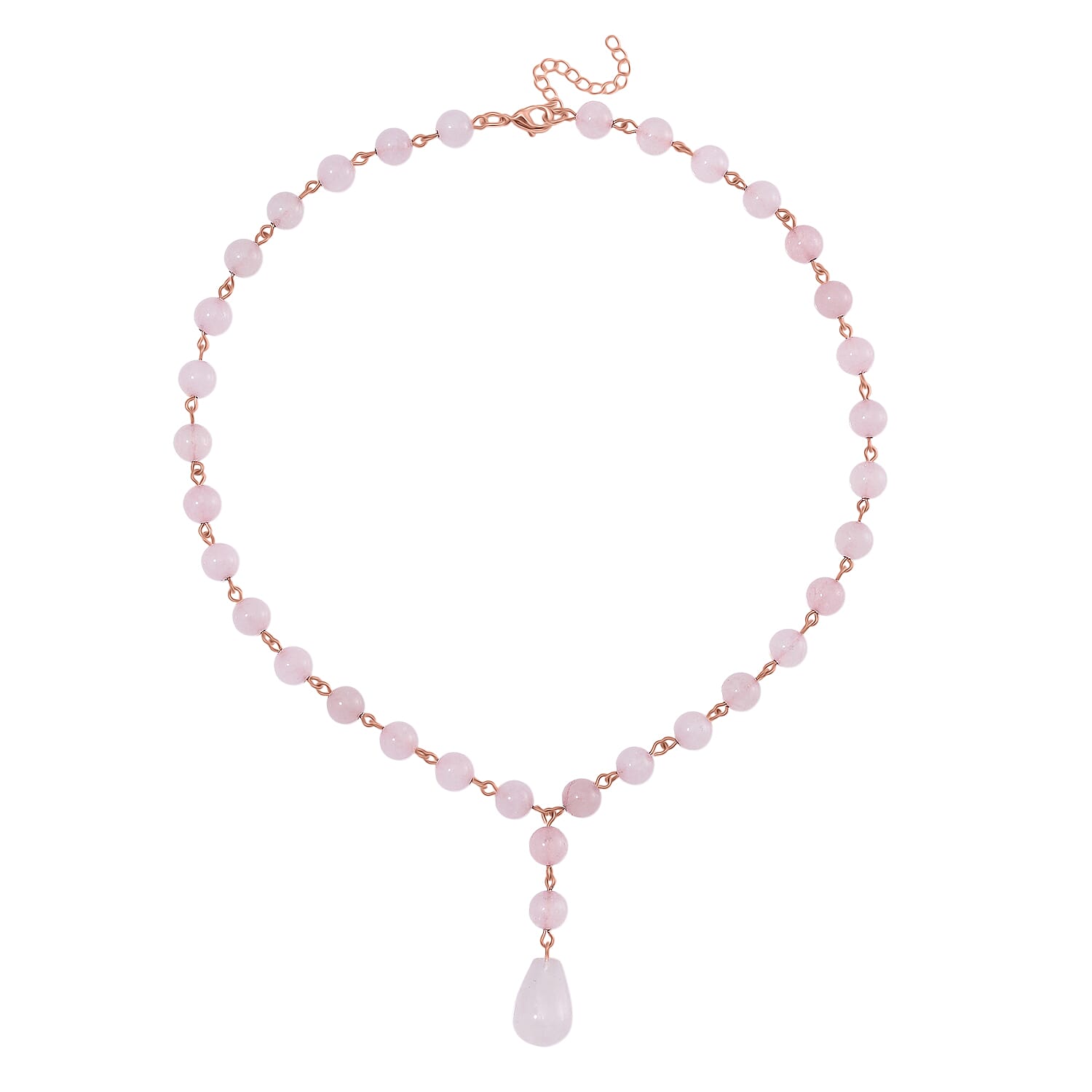 Rose Quartz Necklace (Size 18-2 Ext) in Rose Gold Tone 140.00 Ct.