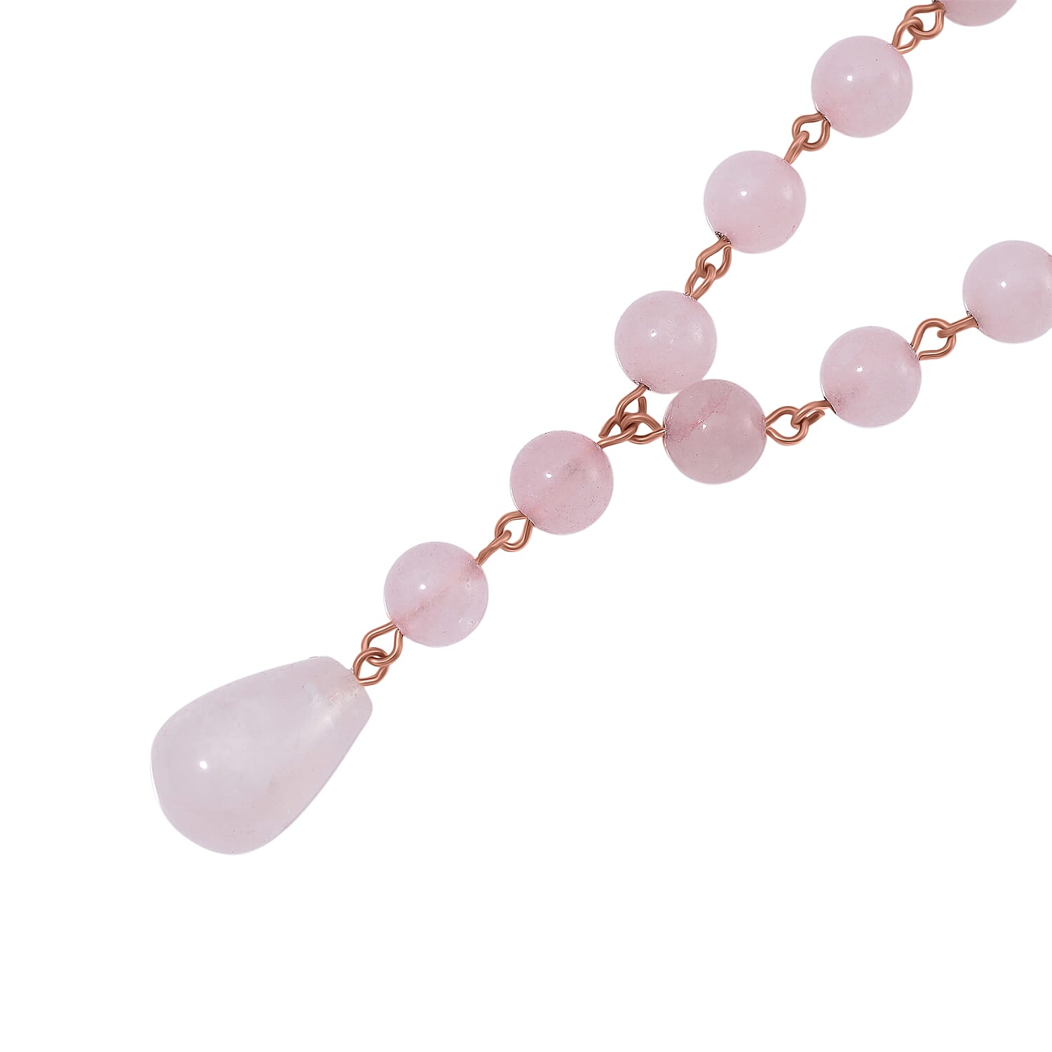 Rose Quartz Necklace (Size 18-2 Ext) in Rose Gold Tone 140.00 Ct.