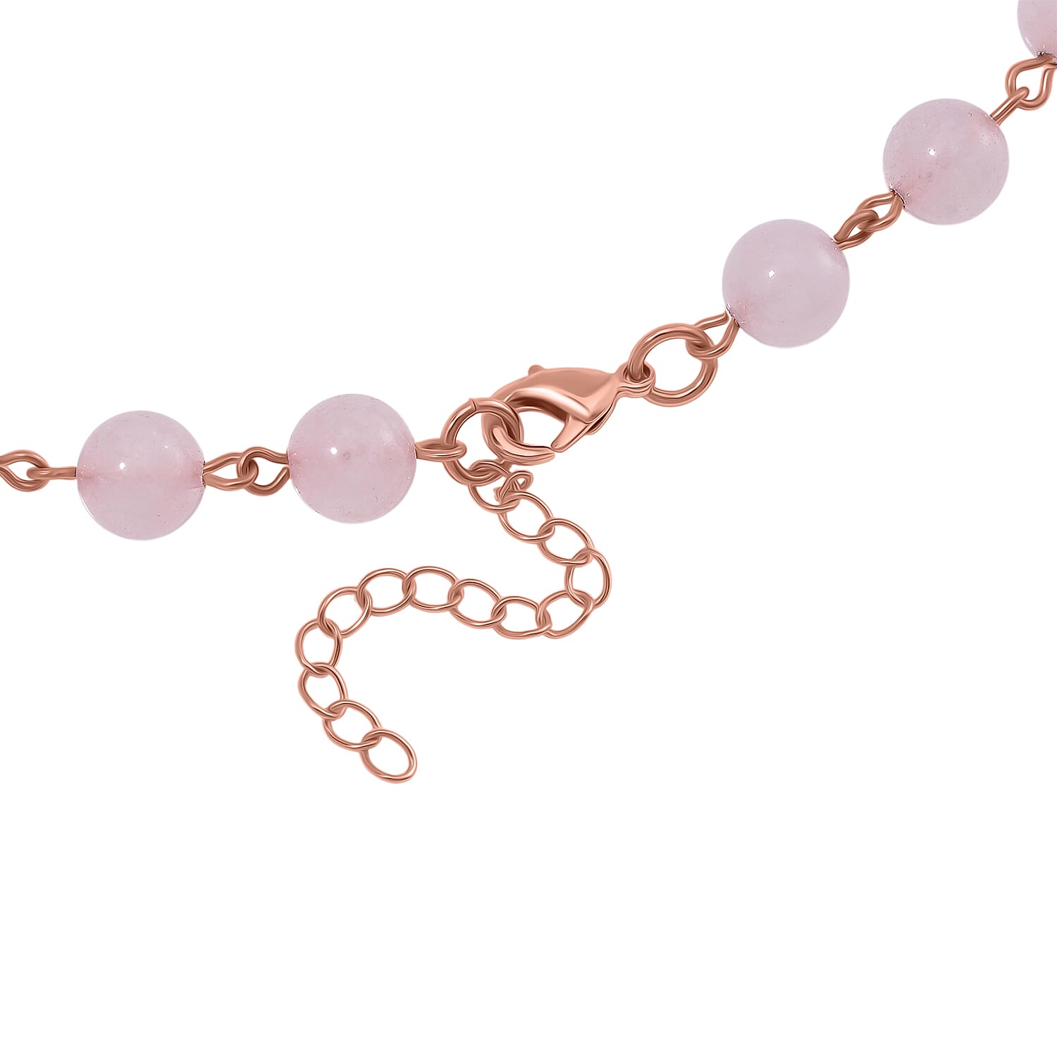 Rose Quartz Necklace (Size 18-2 Ext) in Rose Gold Tone 140.00 Ct.