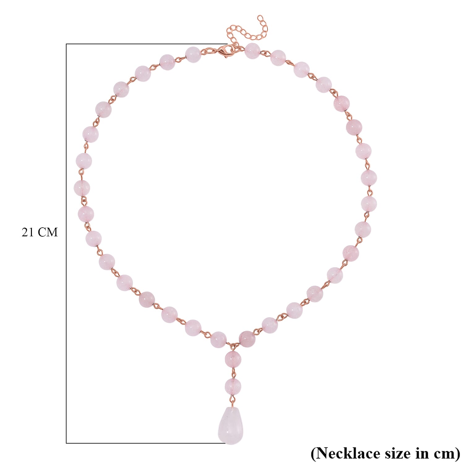 Rose Quartz Necklace (Size 18-2 Ext) in Rose Gold Tone 140.00 Ct.