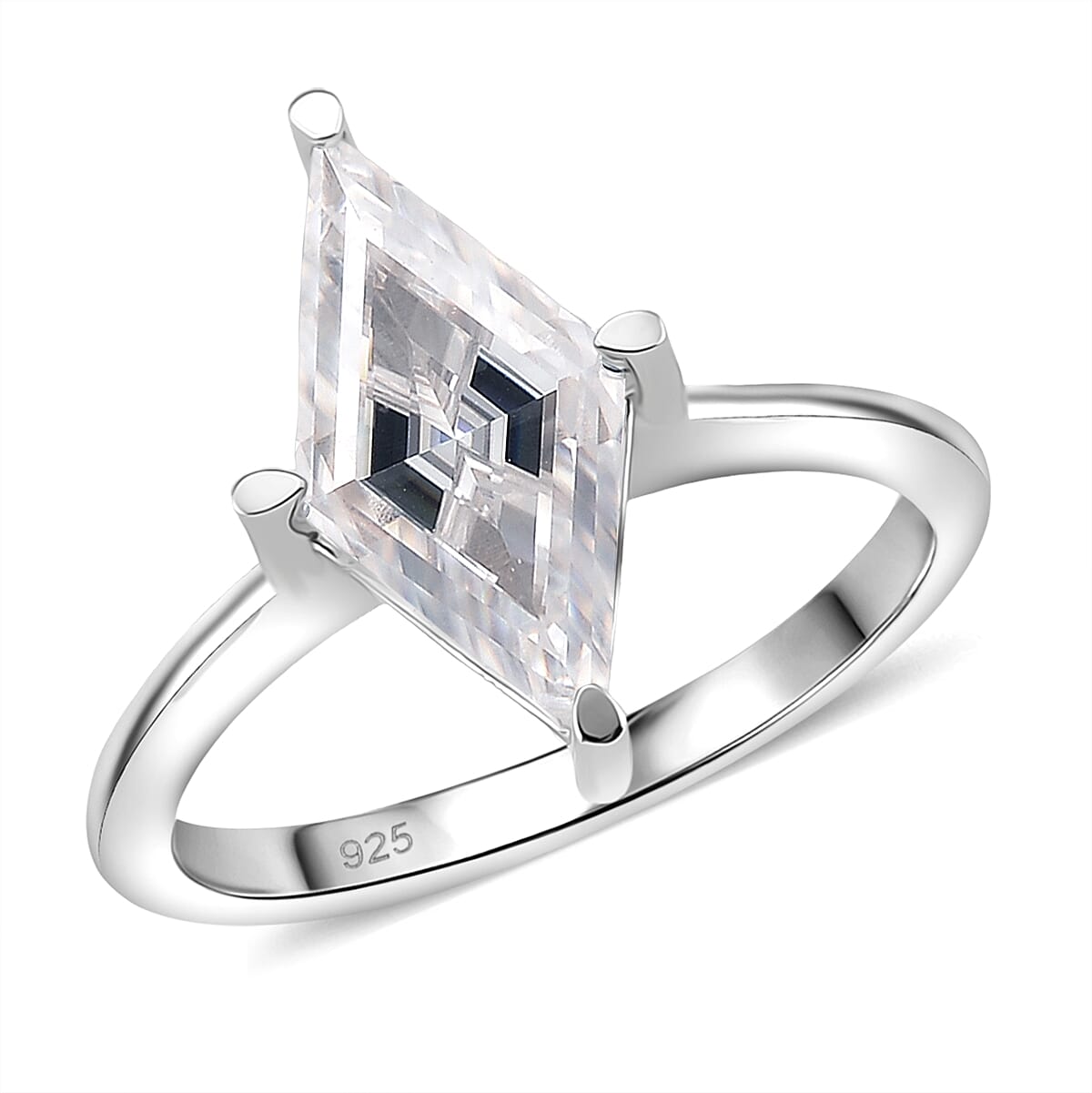 Moissanite Ring in Rhodium Overlay Sterling Silver 2.40 Ct.