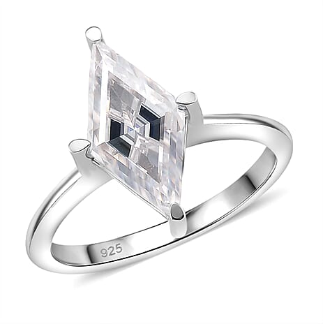 Moissanite Ring in Rhodium Overlay Sterling Silver 2.40 Ct.